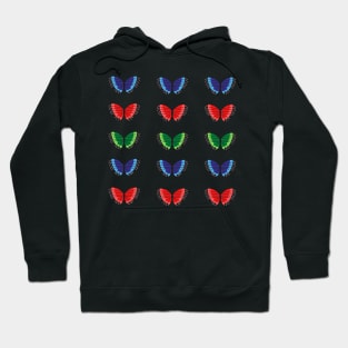 Blue, Red and Green butterfly pattern Hoodie